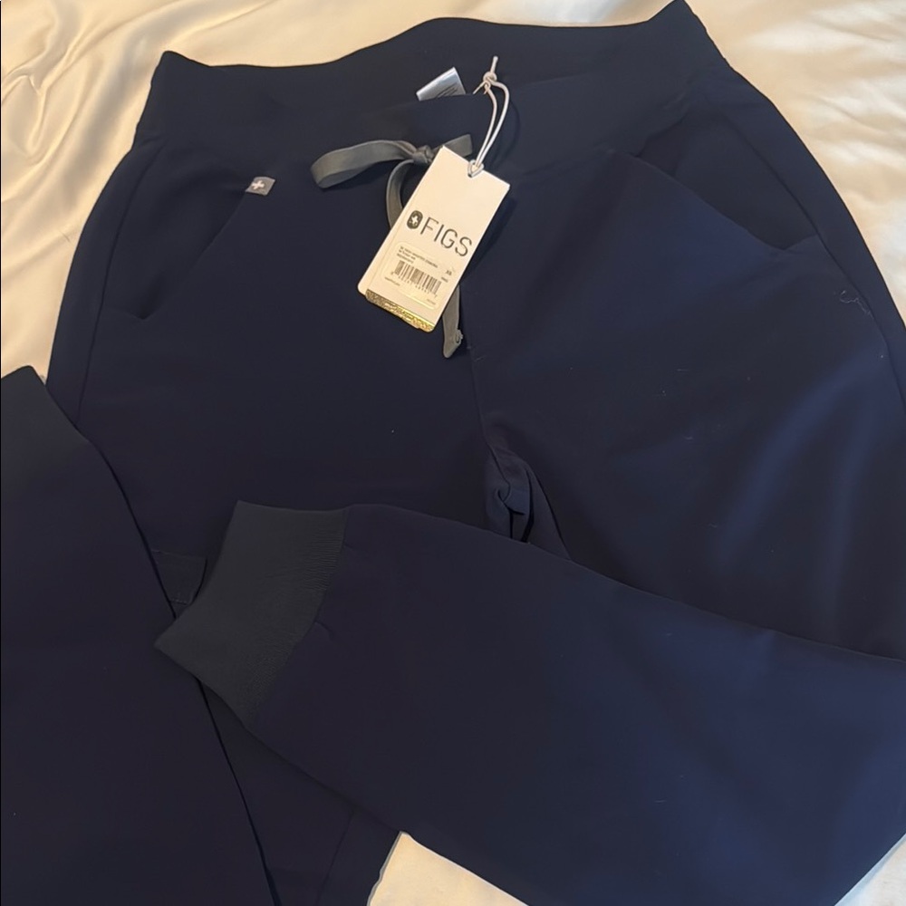 Figs Zamora Navy Blue Jogger Track Pants Drawstring Waistband